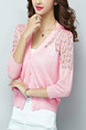 Pink Loose Knitting Cutout Coat for Casual Office Party