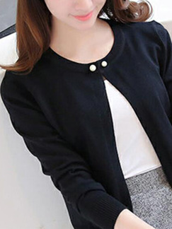 Black Loose Knitting Long Sleeve Coat for Casual Party Office