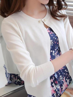 White Loose Knitting Long Sleeve Coat for Casual Party Office