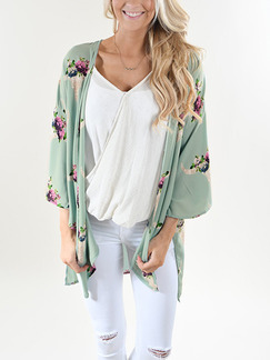 Green and Colorful Loose Printed Shirt Top for Casual Party