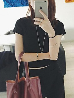 Black Slim Knitting Top for Casual Party