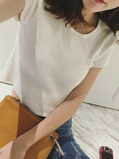 White Slim Knitting Top for Casual Party