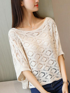 White Loose Knitting Cutout Sweater for Casual Party