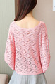 Pink  Loose Knitting Cutout Sweater for Casual Party