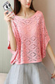 Pink  Loose Knitting Cutout Sweater for Casual Party