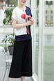 Navy Blue White and Black Loose Contrast Located Printing Two Piece Pants Wide Leg Plus Size Jumpsuit for Casual Party