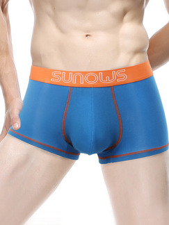 Blue and Orange Contrast Boxer Brief Cotton Underwear