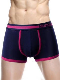 Blue and Pink Contrast Boxer Brief Cotton Underwear