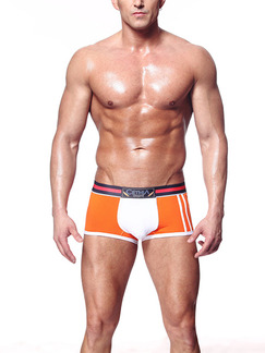 Orange and White Contrast Boxer Brief Cotton Underwear