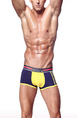 Blue and Yellow Contrast Boxer Brief Cotton Underwear