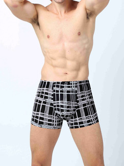 Black and White Grid Boxer Brief Modal Underwear