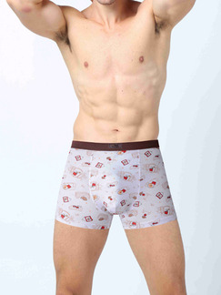 White Printed Boxer Brief Modal Underwear