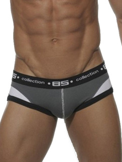 Gray Black and White Sports Contrast Brief Cotton Underwear