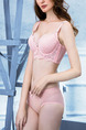 Pink Two-Piece Lace Rim Adjustable Push Up Lace Lingerie Set