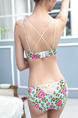 Colorful Printed Lace Rim Two-Piece Set Everyday Push Up Nylon Lingerie Set