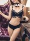 Black Rim Adjustable Two-Piece Set Everyday Lace Lingerie Set  
