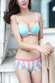 Pink and Blue Printed Rim Adjustable Two-Piece Set Everyday Push Up Cotton Lingerie Set