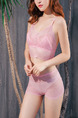 Pink Stripe Rimless Two-Piece Set Everyday Lace Lingerie Set