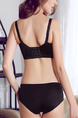 Black and Beige Non-Trace Two-Piece Set Contrast Linking Rim High Waist Push Up Polyester Lingerie Set