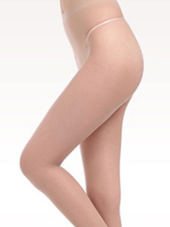 Beige Women Transparent Cored Wire Nylon and Elasticity Stockings