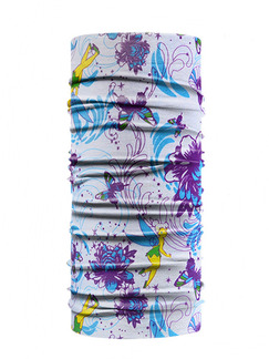White and Violet Unisex Outdoor Riding Multi-Function Printed Polyester and Elasticity Scarves