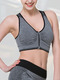 Grey Women Zipper Back Cross Widen Strap Removable Chest Pad Sportswear for Sports Fitness
