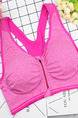 Pink Women Zipper Back Cross Widen Strap Removable Chest Pad Sportswear for Sports Fitness