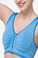 Blue Women Zipper Back Cross Widen Strap Removable Chest Pad Sportswear for Sports Fitness