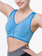 Blue Women Zipper Back Cross Widen Strap Removable Chest Pad Sportswear for Sports Fitness
