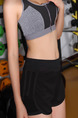 Grey and Black Women Two-Piece Contrast Linking Quick Dry No Rims Sportswear for Sports Fitness