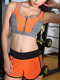 Orange and Grey Women Two-Piece Contrast Linking Quick Dry No Rims Sportswear for Sports Fitness
