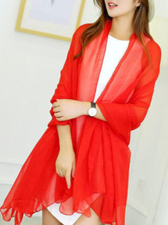 Red Chiffon See-Through Sun Protection Polyester Scarf