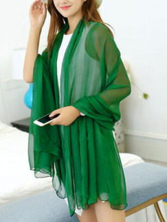 Green Chiffon See-Through Sun Protection Polyester Scarf