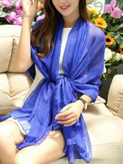 Blue Chiffon See-Through Sun Protection Polyester Scarf