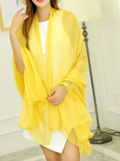 Yellow Chiffon See-Through Sun Protection Polyester Scarf