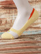 White and Yellow Contrast Silicone Invisible Transparent Cotton Stockings 