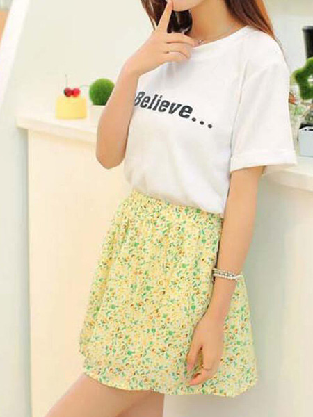 Colorful Slim A-Line Printed Adjustable Waist Skirt for Casual Beach