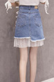 Blue Slim Denim Linking Mesh Skirt for Casual Party