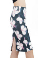 Colorful Loose Located Printing Over-Hip Knee Length Floral Skirt for Casual Party Office Evening