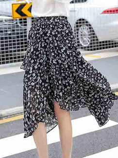 Colorful Slim Floral Fishtail Knee Length Skirt for Casual Party