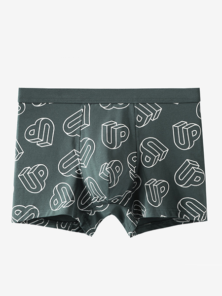 Green and White Boxer Brief Cotton Men Underwear