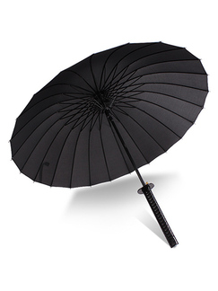 Fashion Black Umbrella Samurai Long Handle Grip Windproof Uv Protection Creative Umbrella Fabric