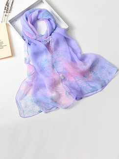 Violet Women Contrast Lotus Sun Protection  Polyester Scarf