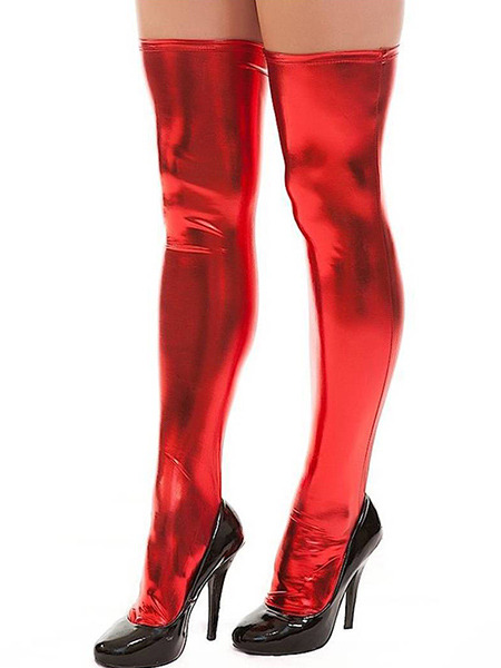 Red Tight High Tube Polyester and Elasticity Stockings