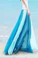 Blue Double Color Mop Full Skirt Dress for Casual Beach
