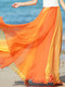 Orange Double Color Mop Full Skirt Dress for Casual Beach
