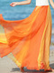 Orange Double Color Mop Full Skirt Dress for Casual Beach
