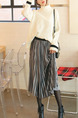 Grey A-Line Adjustable Waist Full Skirt Glossy Pleated Skirt for Casual Office