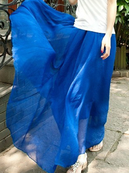 Blue Multi-Wear Adjustable Waist Full Skirt  Skirt for Casual Beach