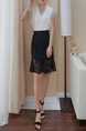 Black Slim Lace Over-Hip High Waist Fishtail Skirt for Casual Office Evening